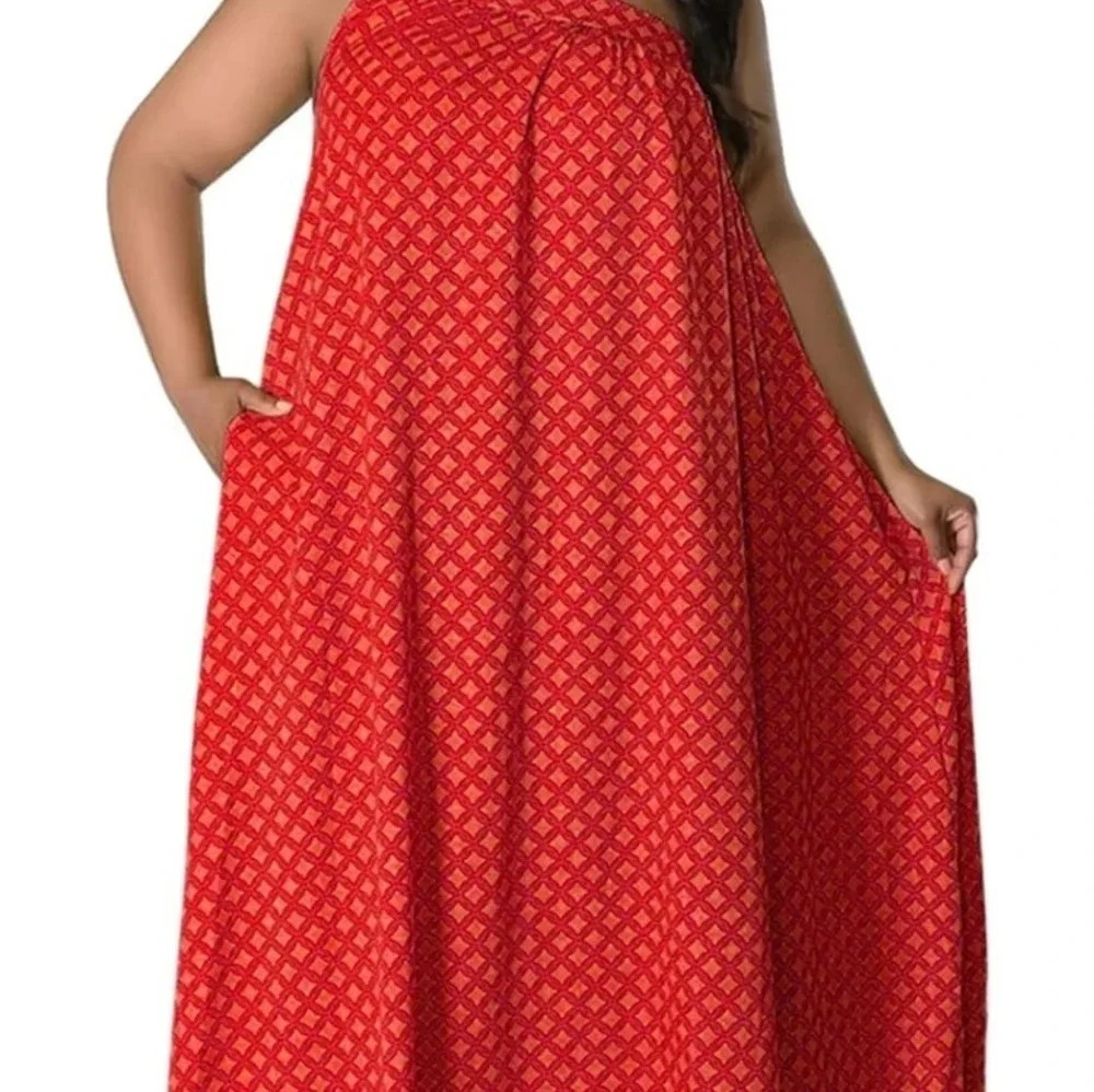 Plus size 1 shoulder halter dress - Picture 3 of 6
